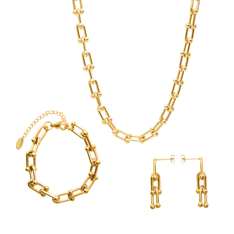Gold Chain Interlinked Set