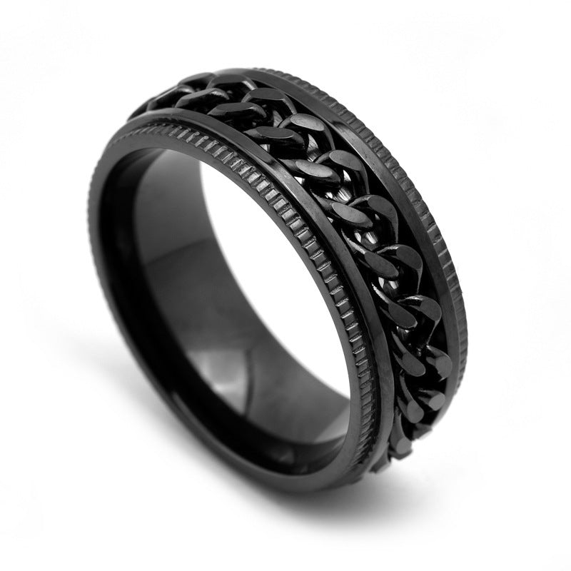 Men's Spinner Ring with Cuban Chain