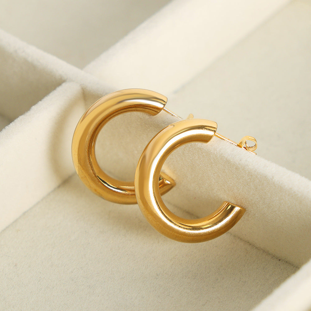 Simple Fashion Personality Golden Hoop Earrings