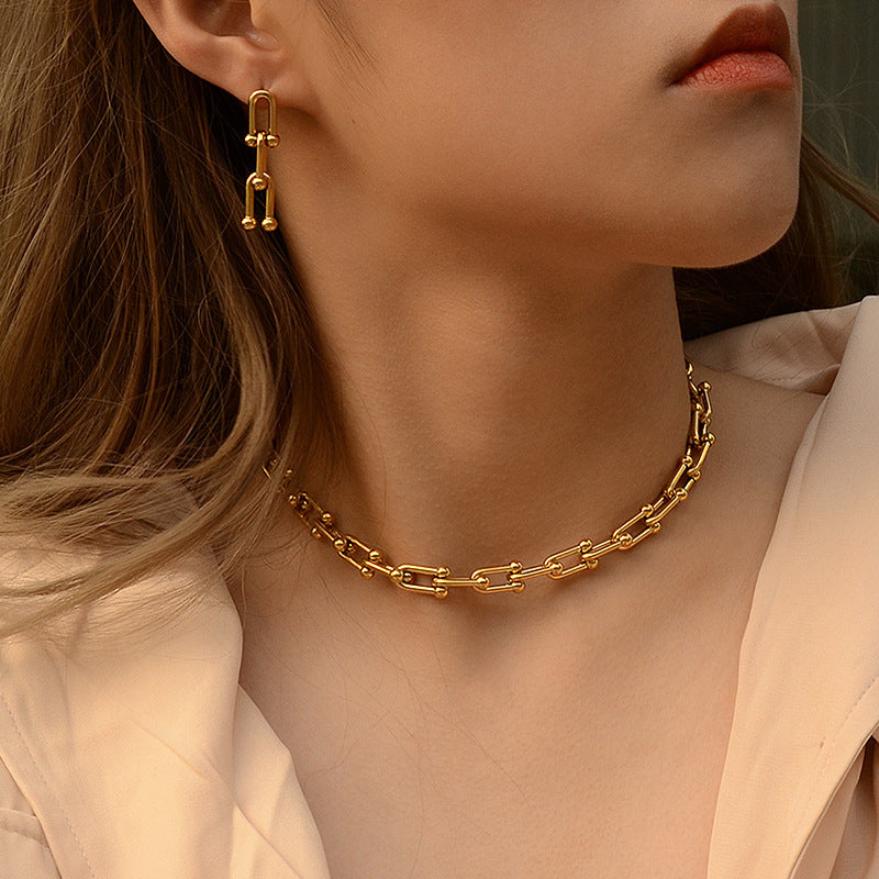 Gold Chain Interlinked Set