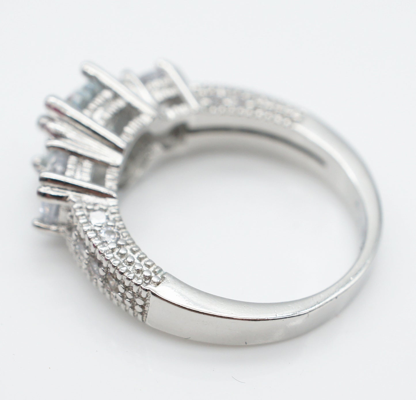 Inlaid Zircon Stacked Engagement Ring