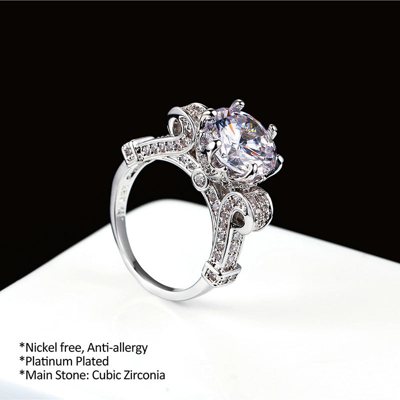 Foreign Trade Explosion Zircon Gilt Engagement Ring