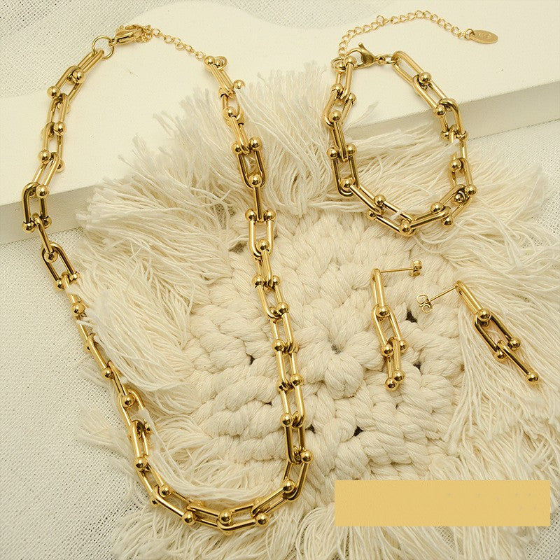 Gold Chain Interlinked Set