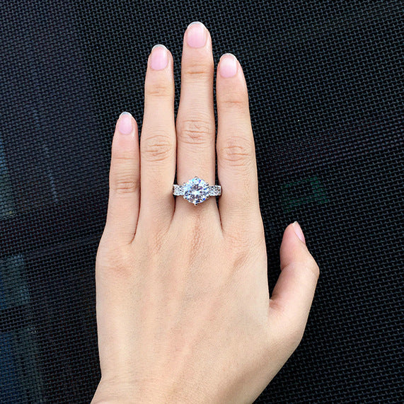 Foreign Trade Explosion Zircon Gilt Engagement Ring