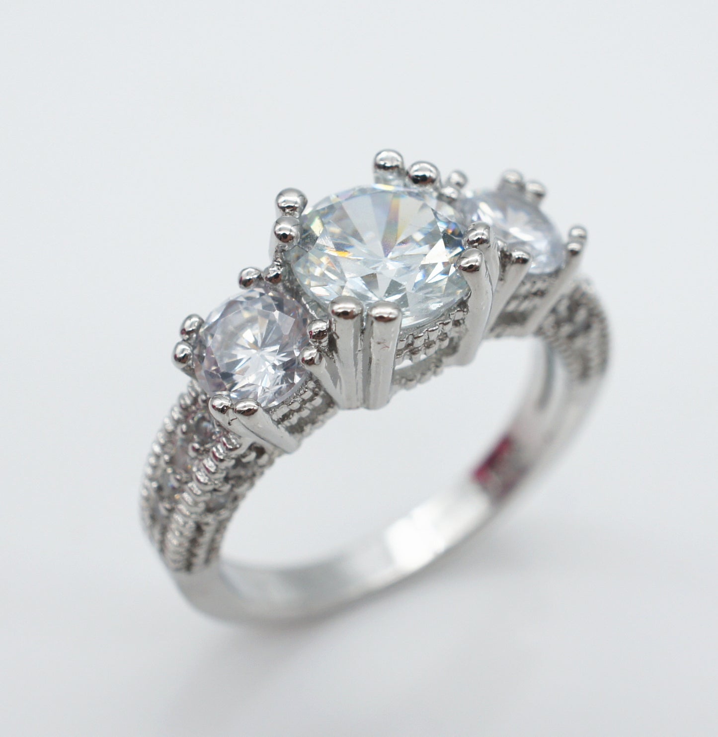 Inlaid Zircon Stacked Engagement Ring