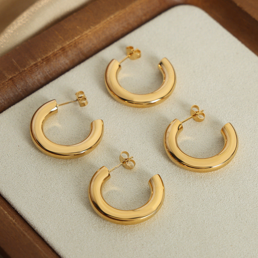 Simple Fashion Personality Golden Hoop Earrings