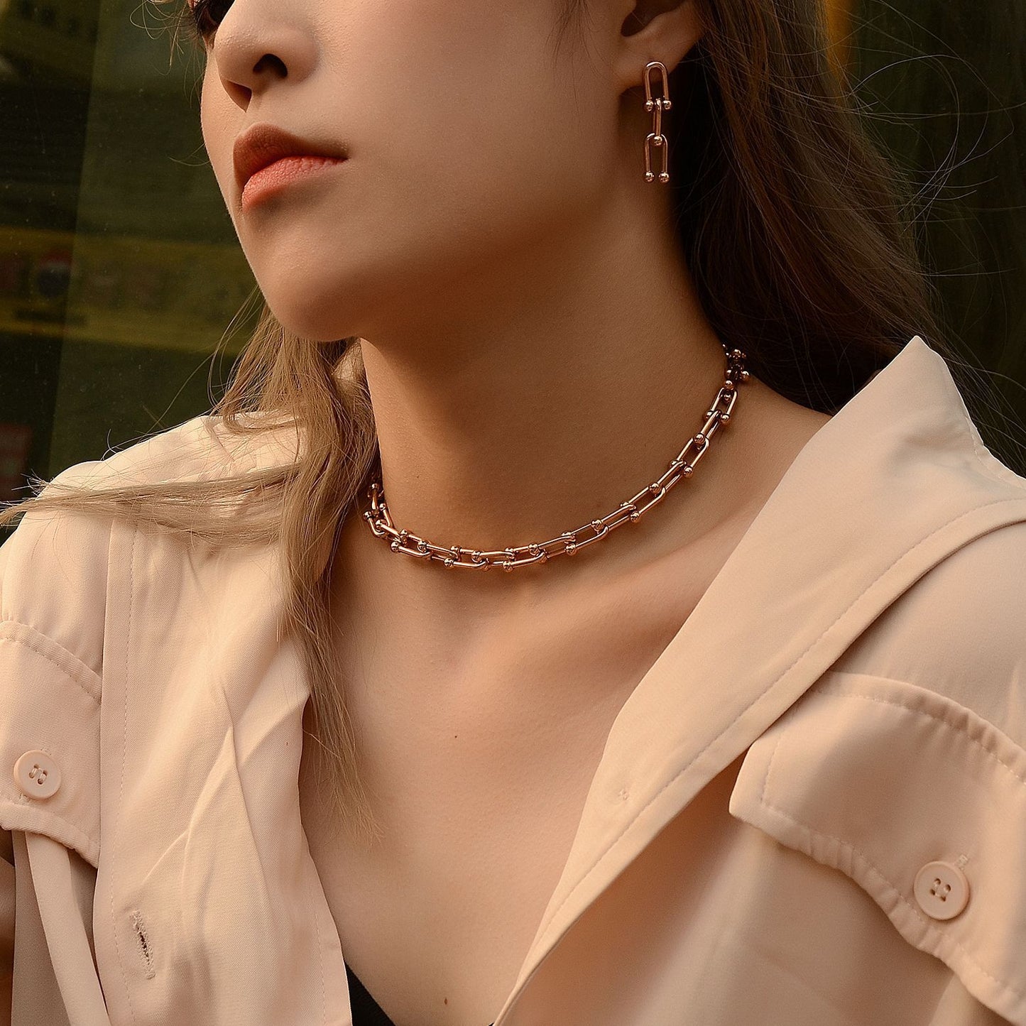 Gold Chain Interlinked Set
