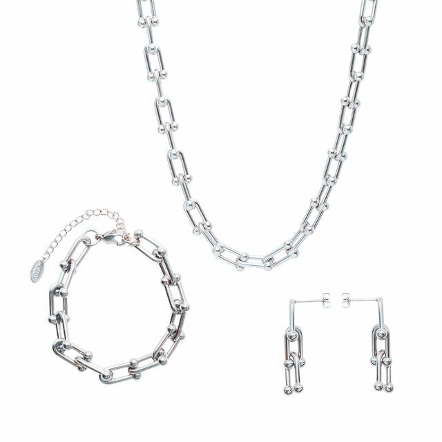 Gold Chain Interlinked Set