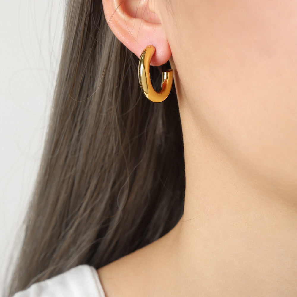 Simple Fashion Personality Golden Hoop Earrings