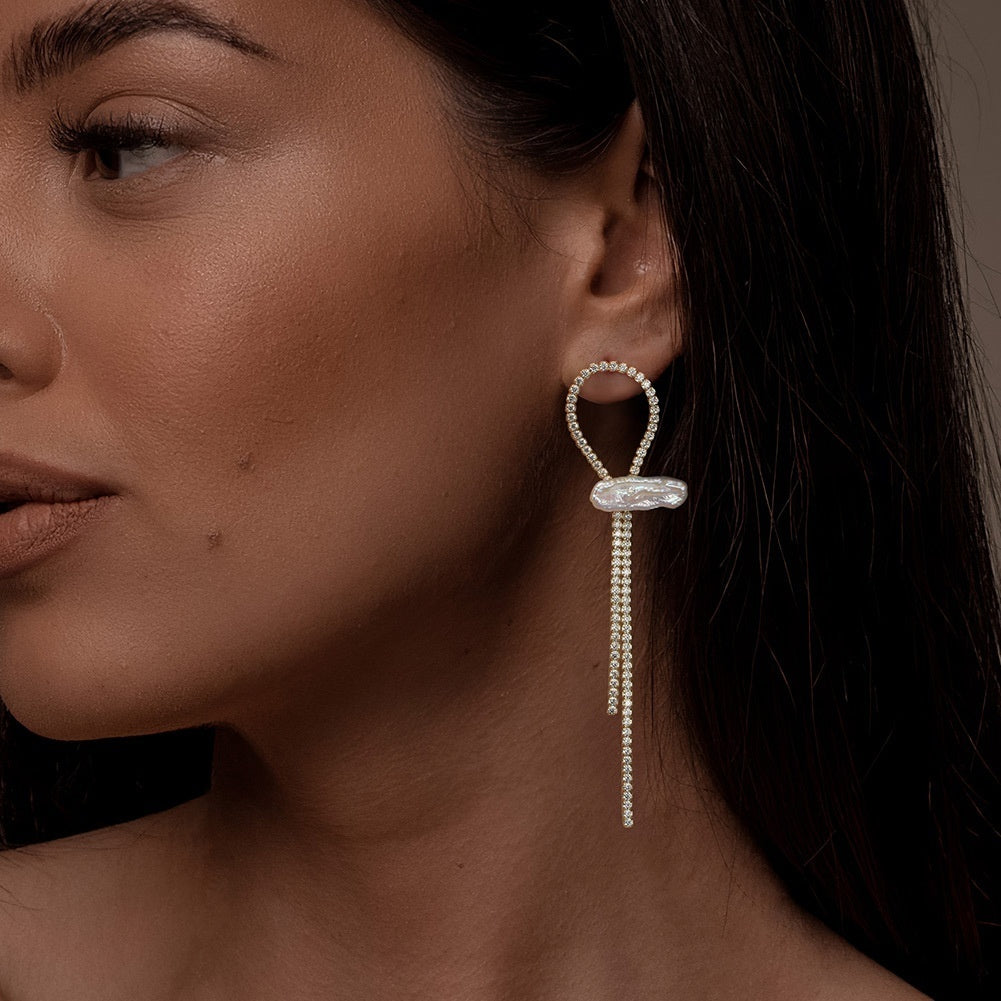 S925 Sterling Silver Natural Pearl Hoop Earrings