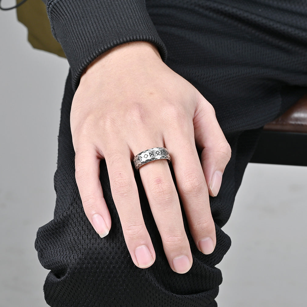 Viking Rune Engraved Men's Ring