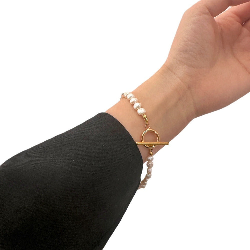 Textured Pearl Necklace and Bracelet Set