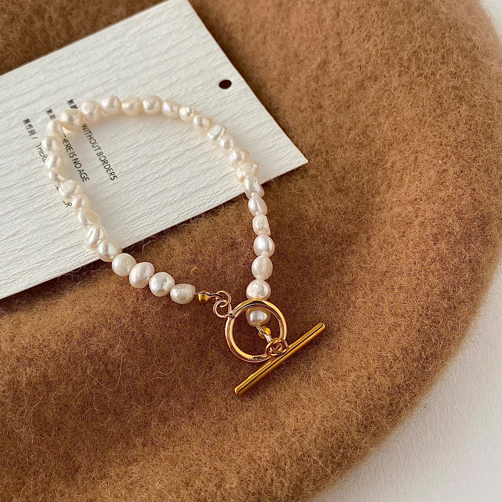 Textured Pearl Necklace and Bracelet Set