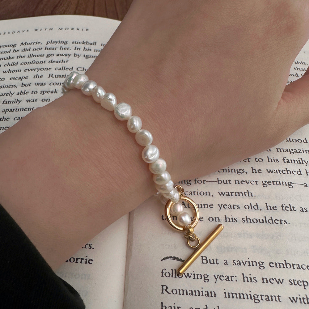 Textured Pearl Necklace and Bracelet Set