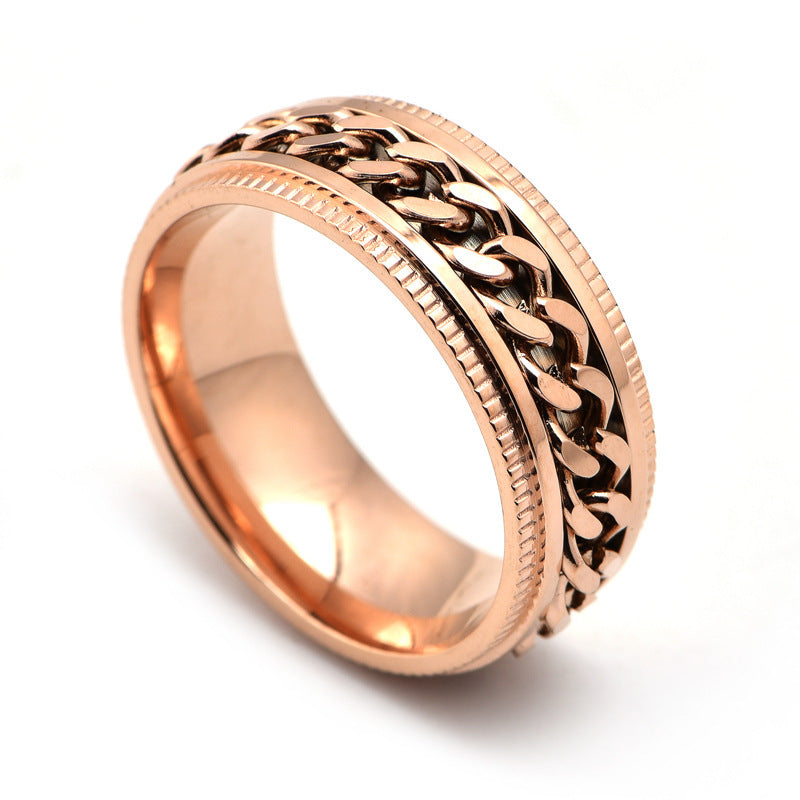 Men's Spinner Ring with Cuban Chain
