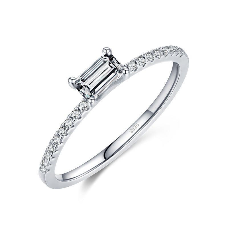 Korean Sterling Silver Trendy Micro-Inlaid Ring