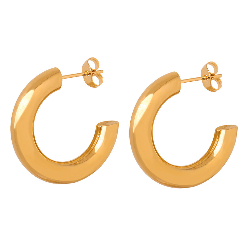 Simple Fashion Personality Golden Hoop Earrings
