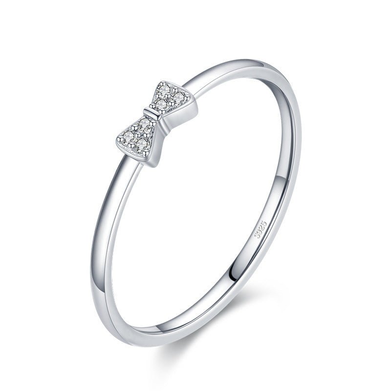 Korean Sterling Silver Trendy Micro-Inlaid Ring