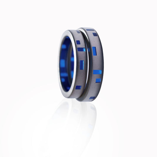 Sterling Silver And Blue Enamel Original Couple Rings