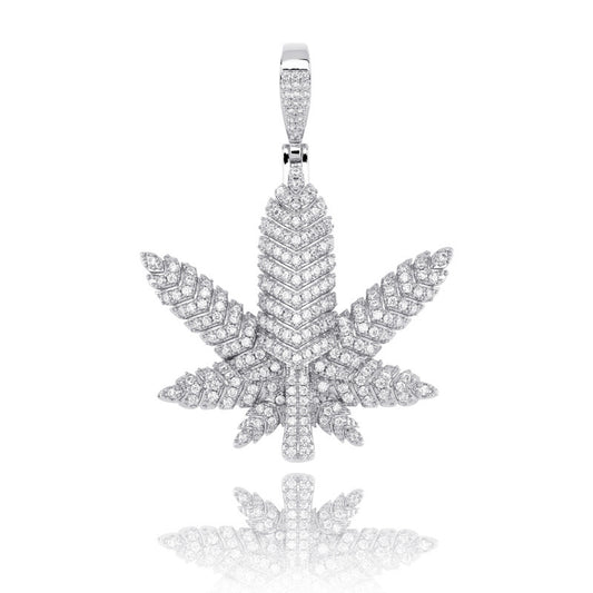 Hip Hop Iced Out Marijuana Leaf Pendant Necklace