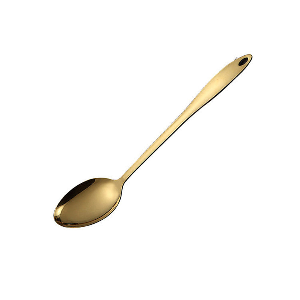 Product information: Material: Stainless steel Color: golden Style A: rice scoop Style B: Spatula Style C: Leaky Shovel Style D: soup shell Style E: Leaky shell Style F: Noodles Style G: Public spoon Style H: Public drain Size Information: Rice spoon: lon