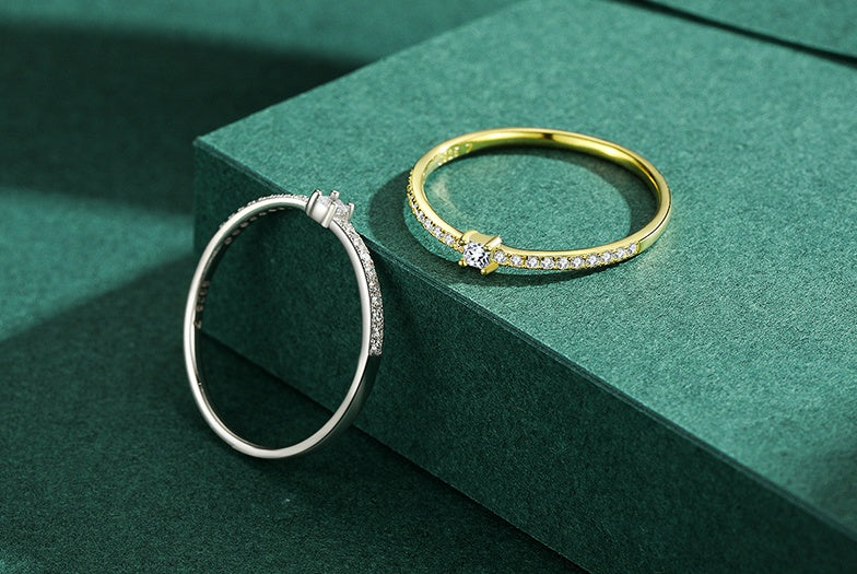 Korean Sterling Silver Trendy Micro-Inlaid Ring