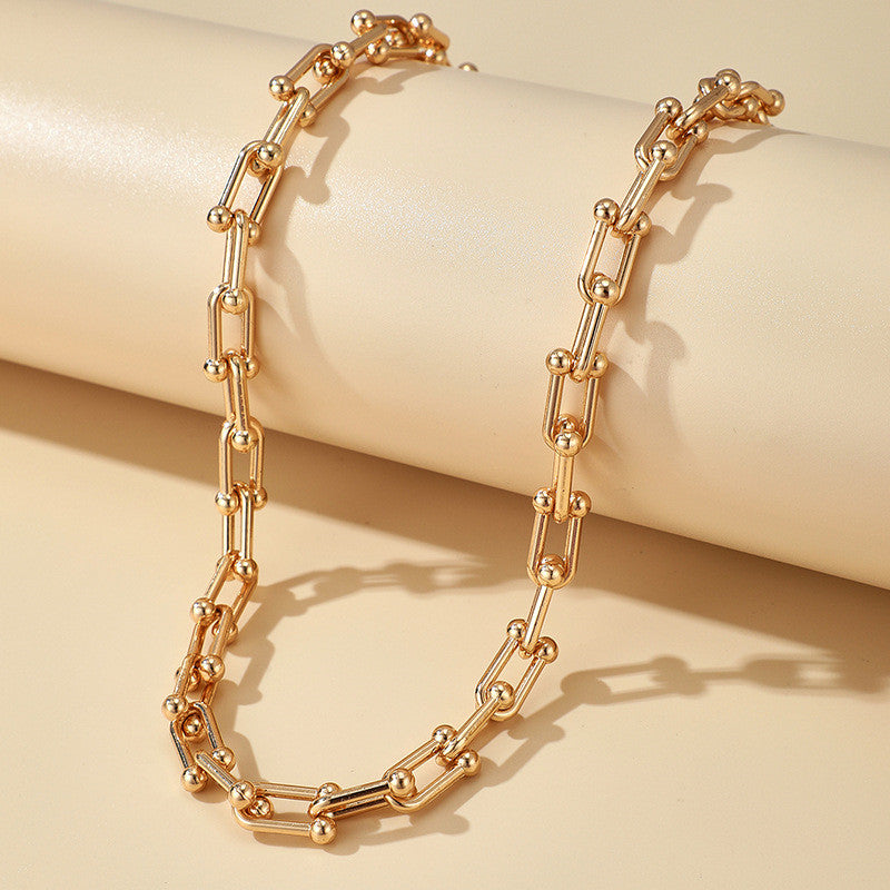 Luxurious Gold Square Link Chain Necklace