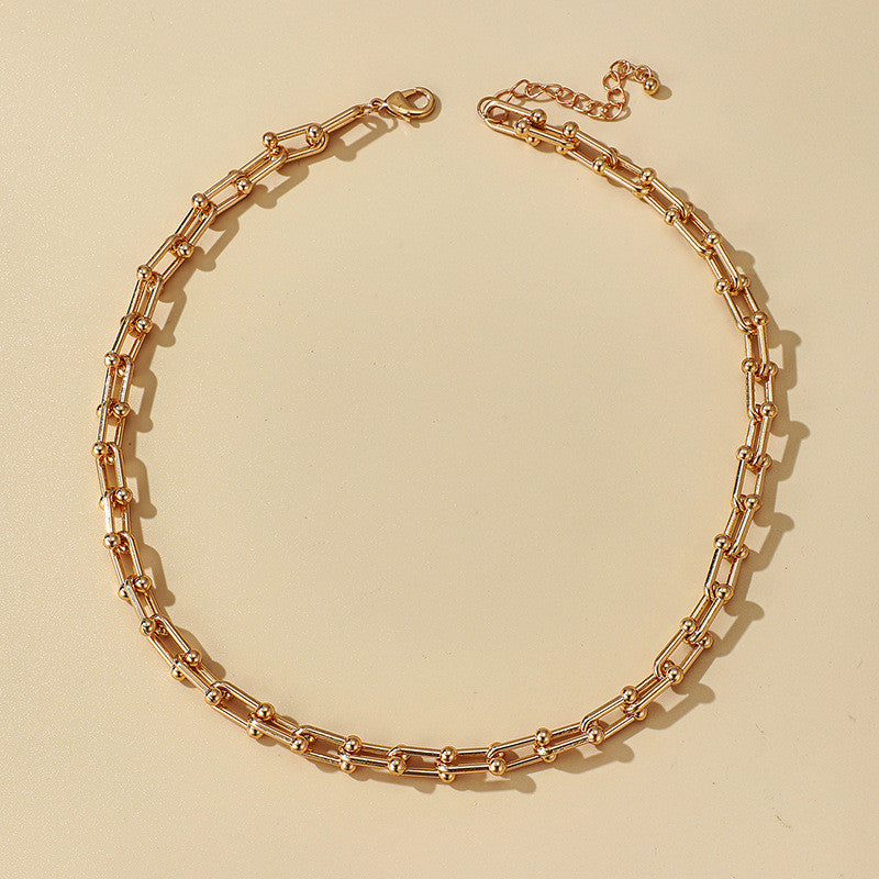 Luxurious Gold Square Link Chain Necklace