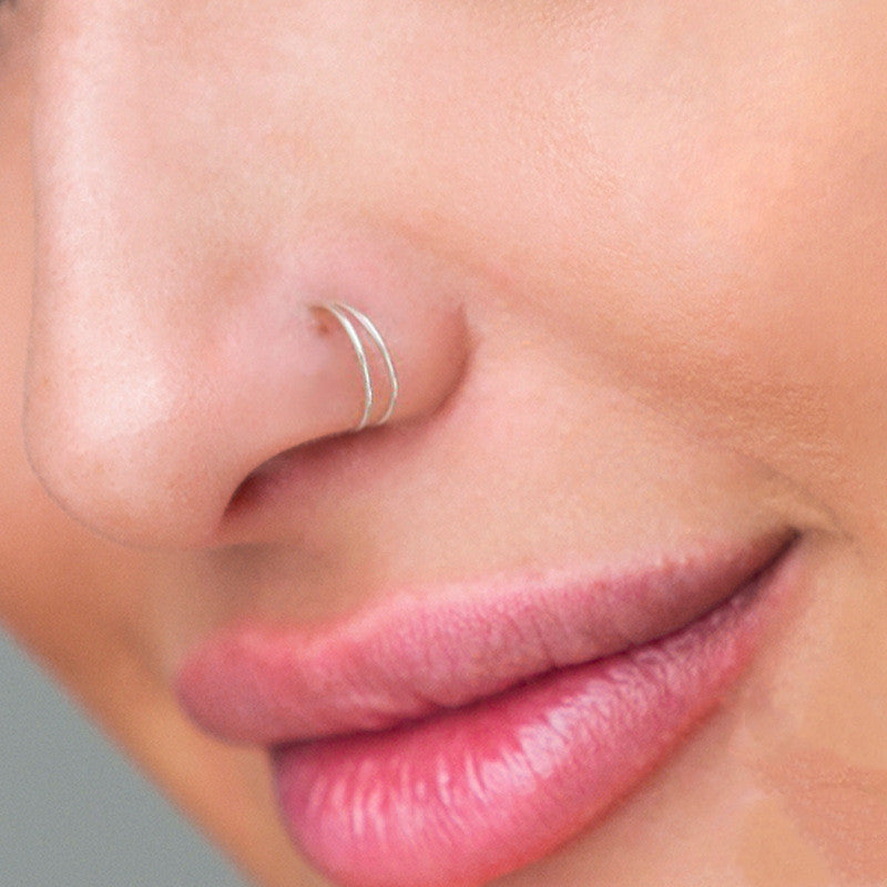 Sterling Silver S925 Double Hoop Nose Ring