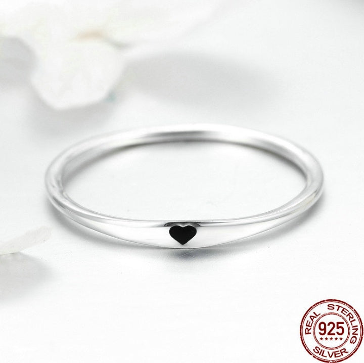 Eternal Circle Heart Engraved Sterling Silver Ring