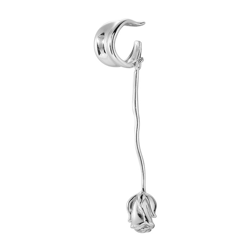 Rose Ear Clip S925 Sterling Silver Earrings Without Pierced Ears - Gleamse