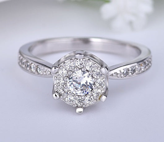 Delicate heart and soul zircon engagement ring