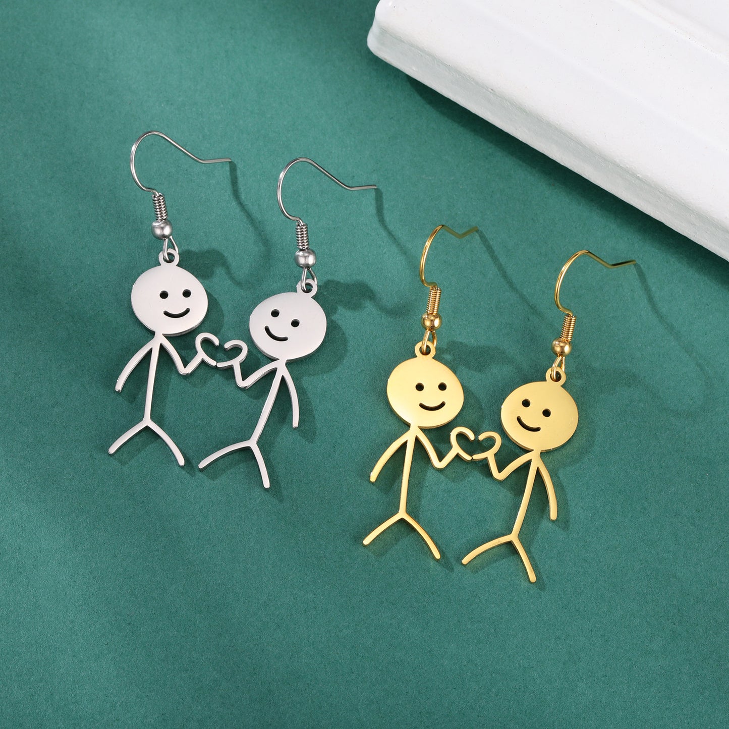 Titanium Steel Cut Hollowed Cartoon Single Side Bixin Villain Pendant Stainless Steel Earrings - Gleamse