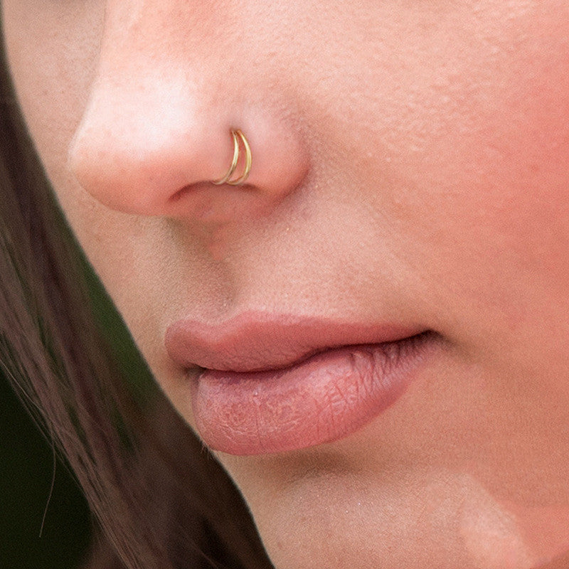 Sterling Silver S925 Double Hoop Nose Ring