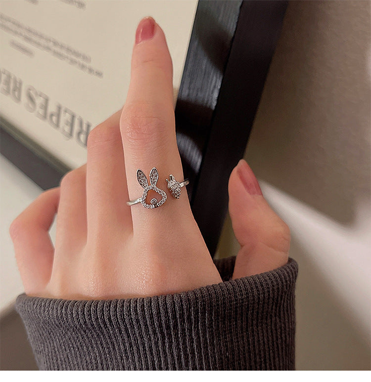 Asymmetric Sterling Silver Carrot Rabbit Ring