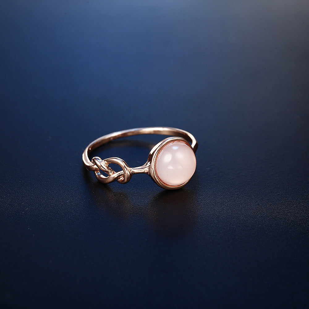 Gold Knotted Pink Gemstone Ring