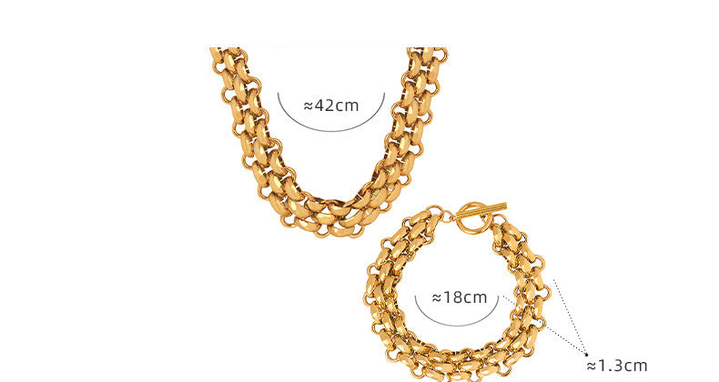 Radiant Gold Chain Necklace and Bracelet Set