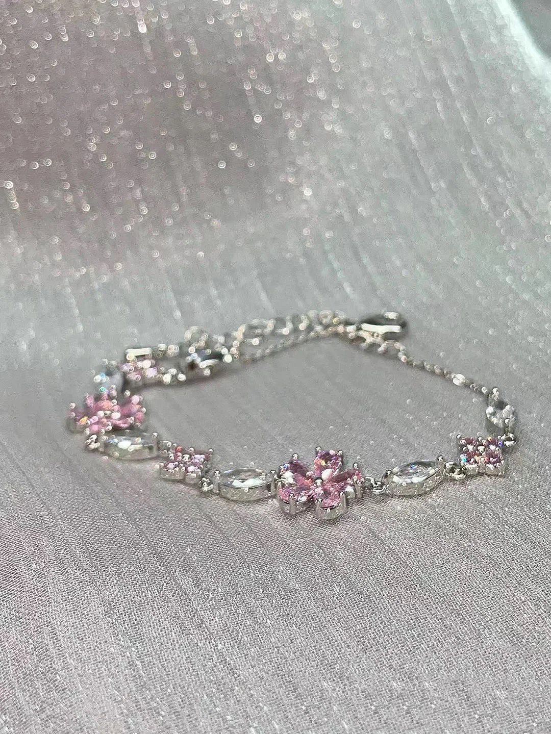 Cherry Blossom Pink Crystal Bracelet