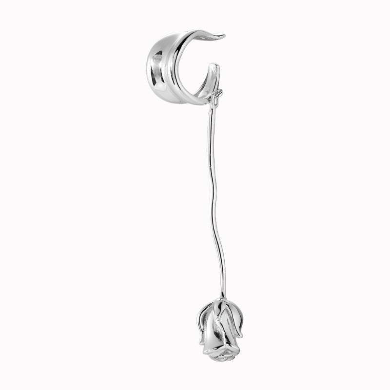 Rose Ear Clip S925 Sterling Silver Earrings Without Pierced Ears - Gleamse