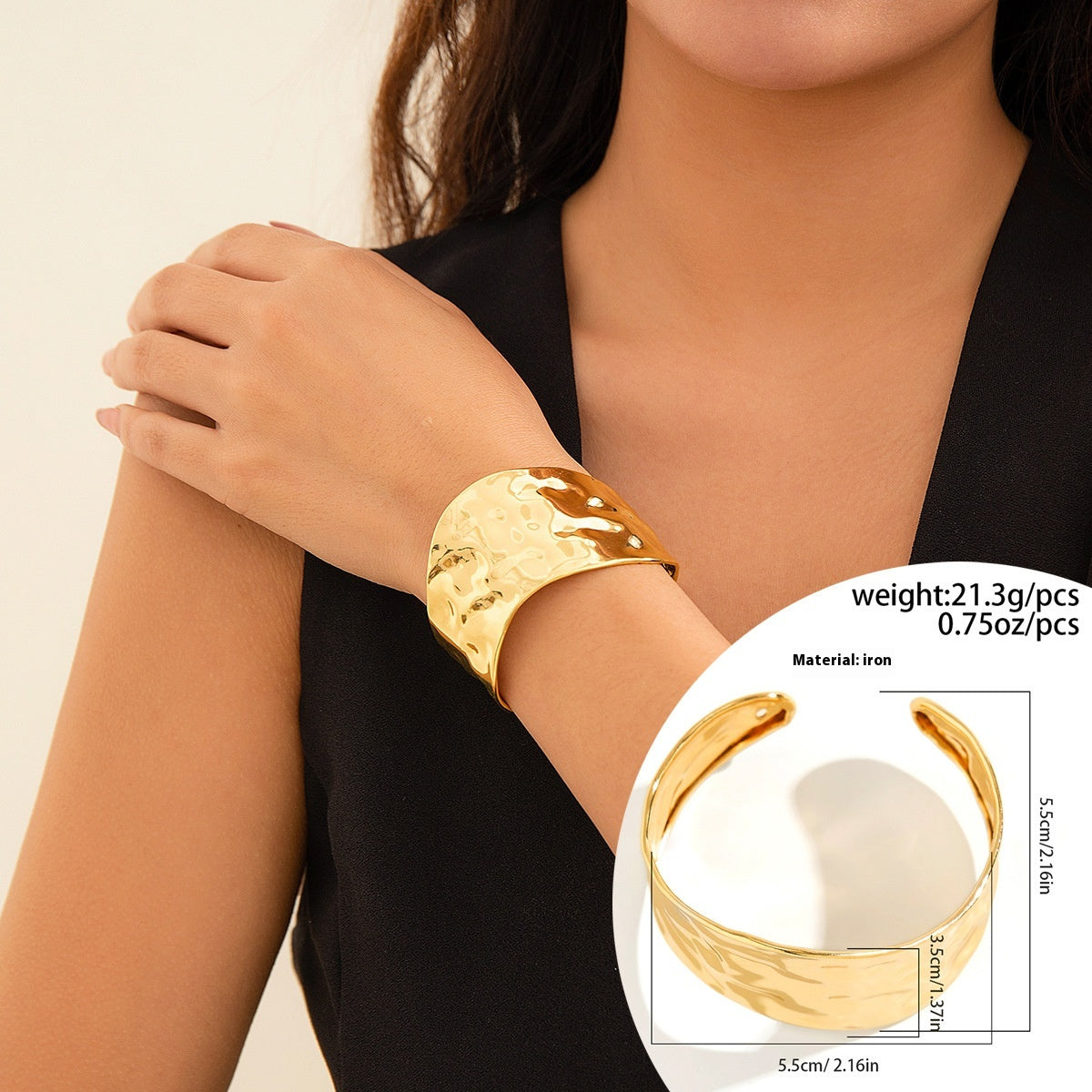 Asymmetric Glossy Wide Bracelet