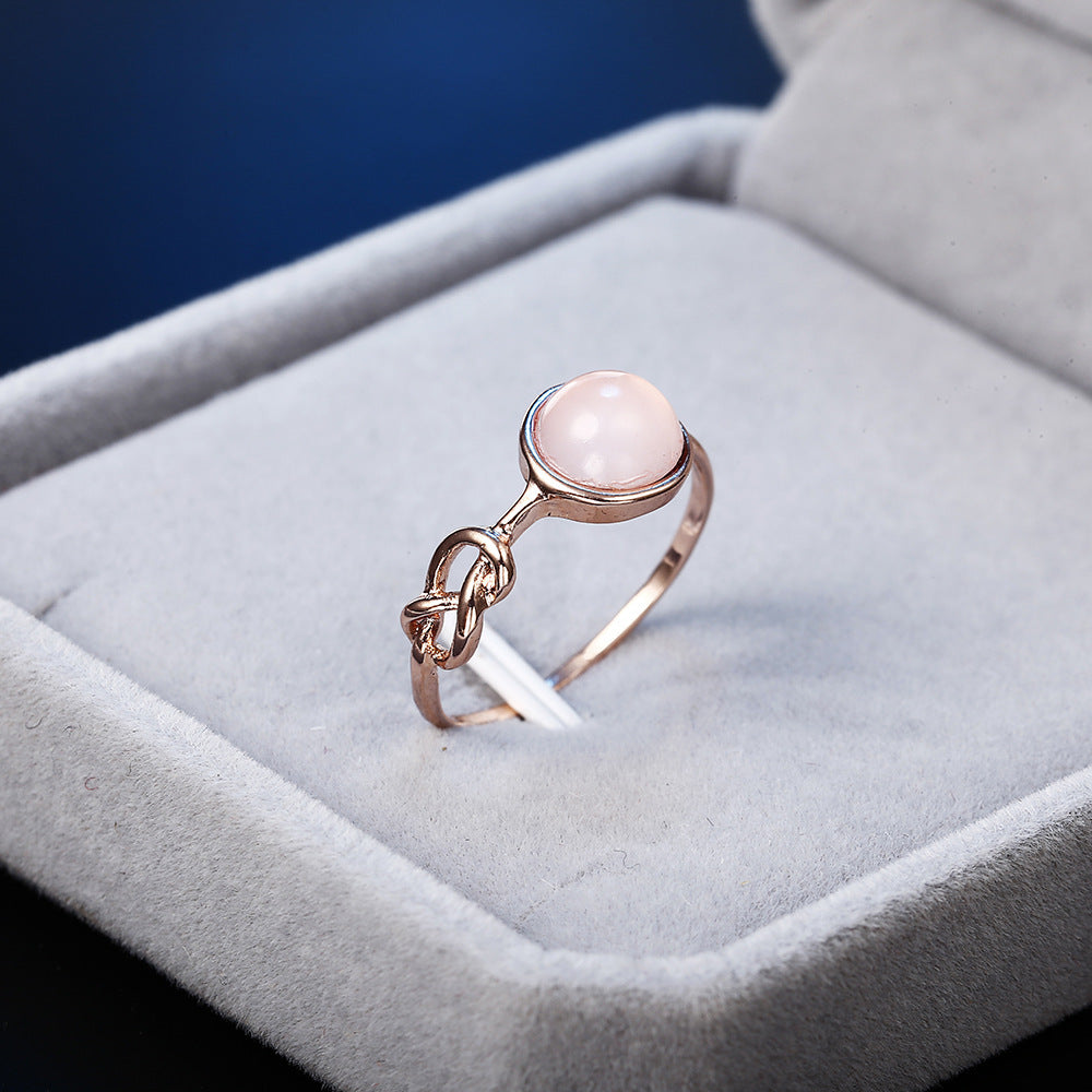 Gold Knotted Pink Gemstone Ring