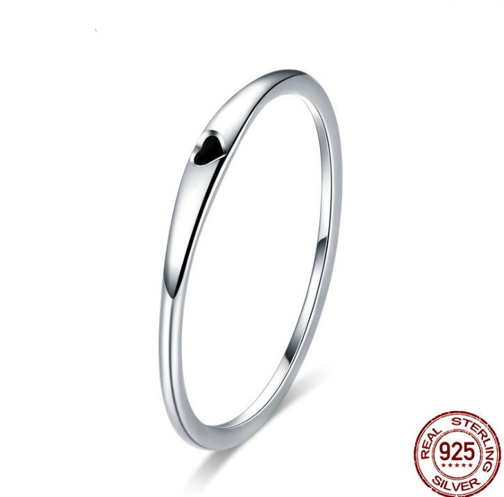 Eternal Circle Heart Engraved Sterling Silver Ring