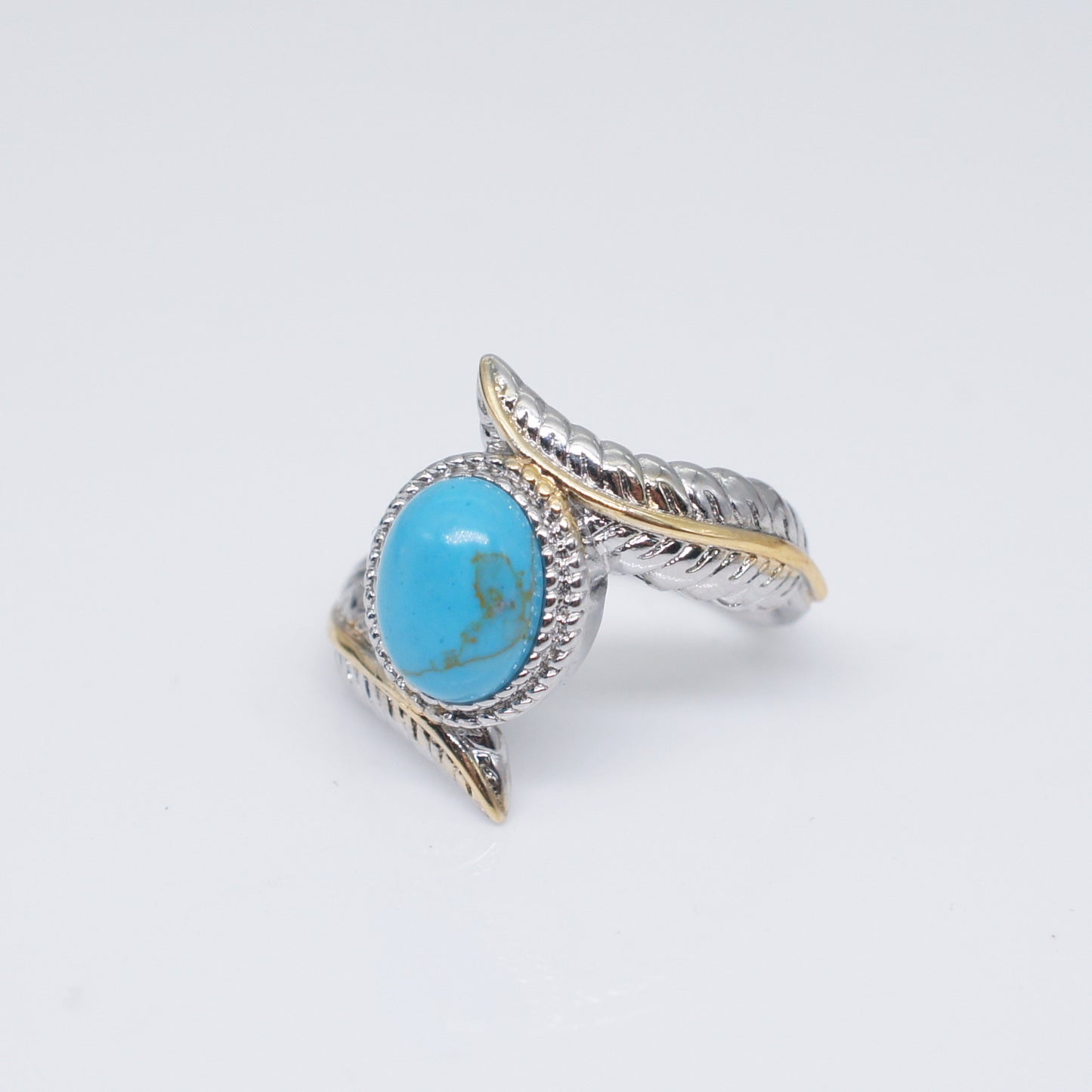 Zhen Rong Wish Green Turquoise Feather Ring