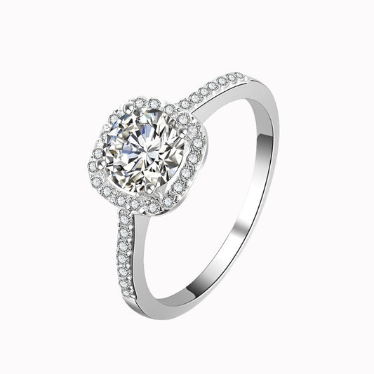 Silver Luxury Square Bague Cubic Zirconia Engagement Ring