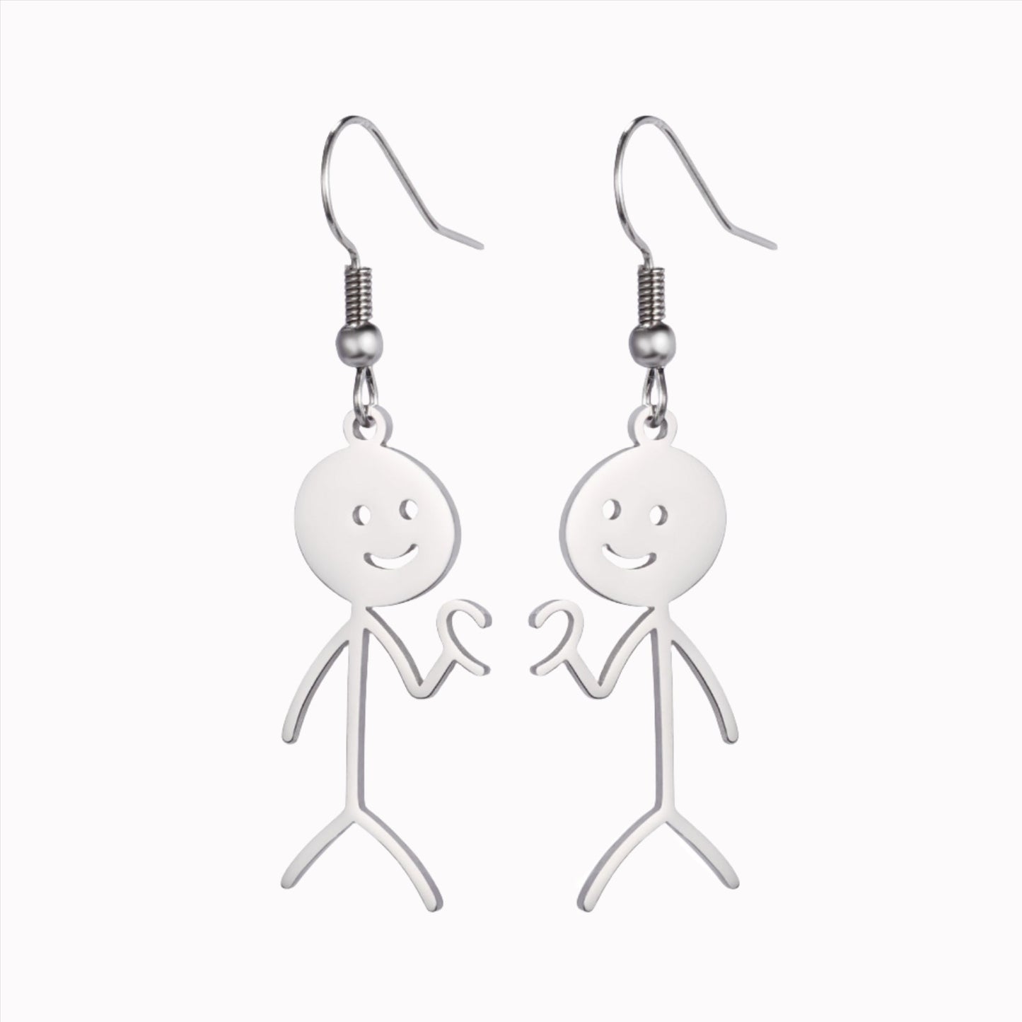 Titanium Steel Cut Hollowed Cartoon Single Side Bixin Villain Pendant Stainless Steel Earrings - Gleamse