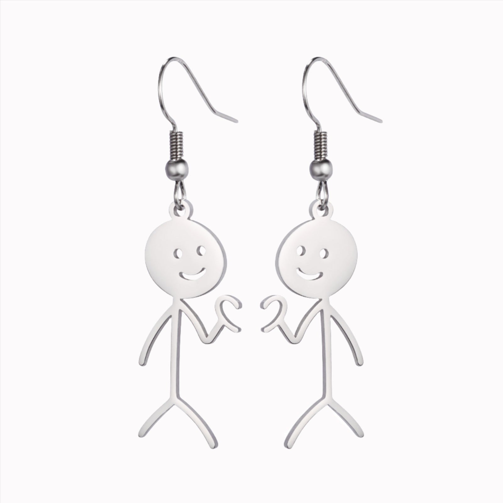 Titanium Steel Cut Hollowed Cartoon Single Side Bixin Villain Pendant Stainless Steel Earrings - Gleamse