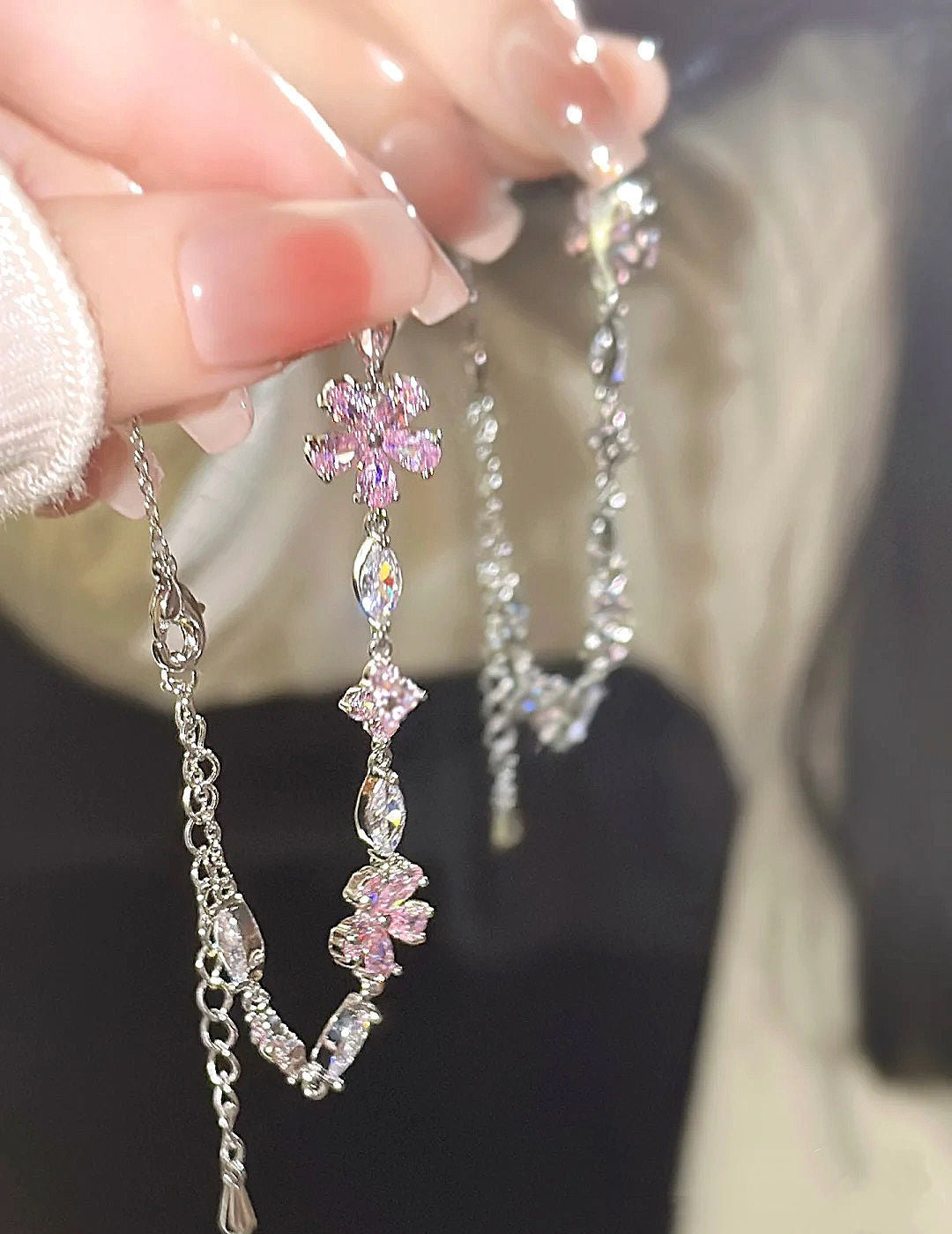 Cherry Blossom Pink Crystal Bracelet