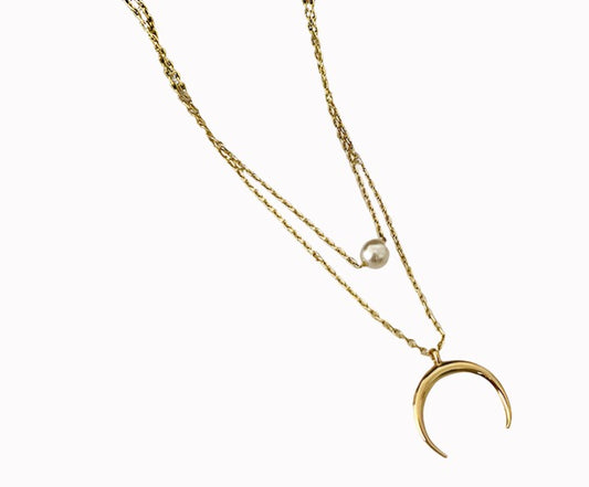 Pearl Moon Double-Layered Necklace