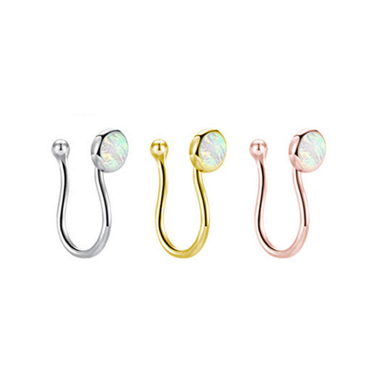 U Shaped Opal False Nose Ring Piercing Jewelry Nose Ornament