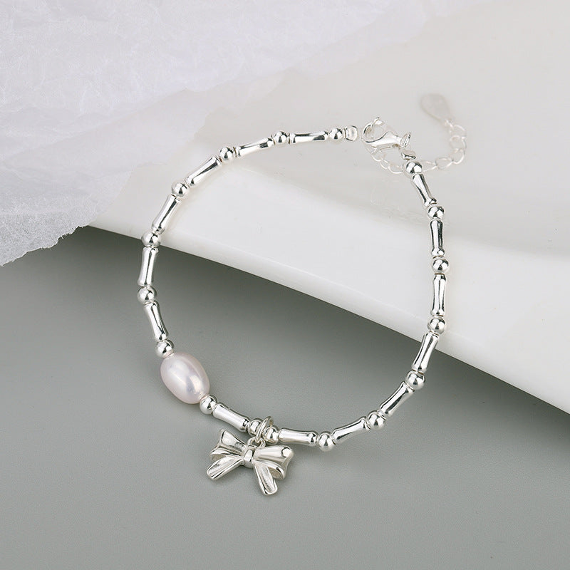 Trendy Pearl and Bow Bracelet